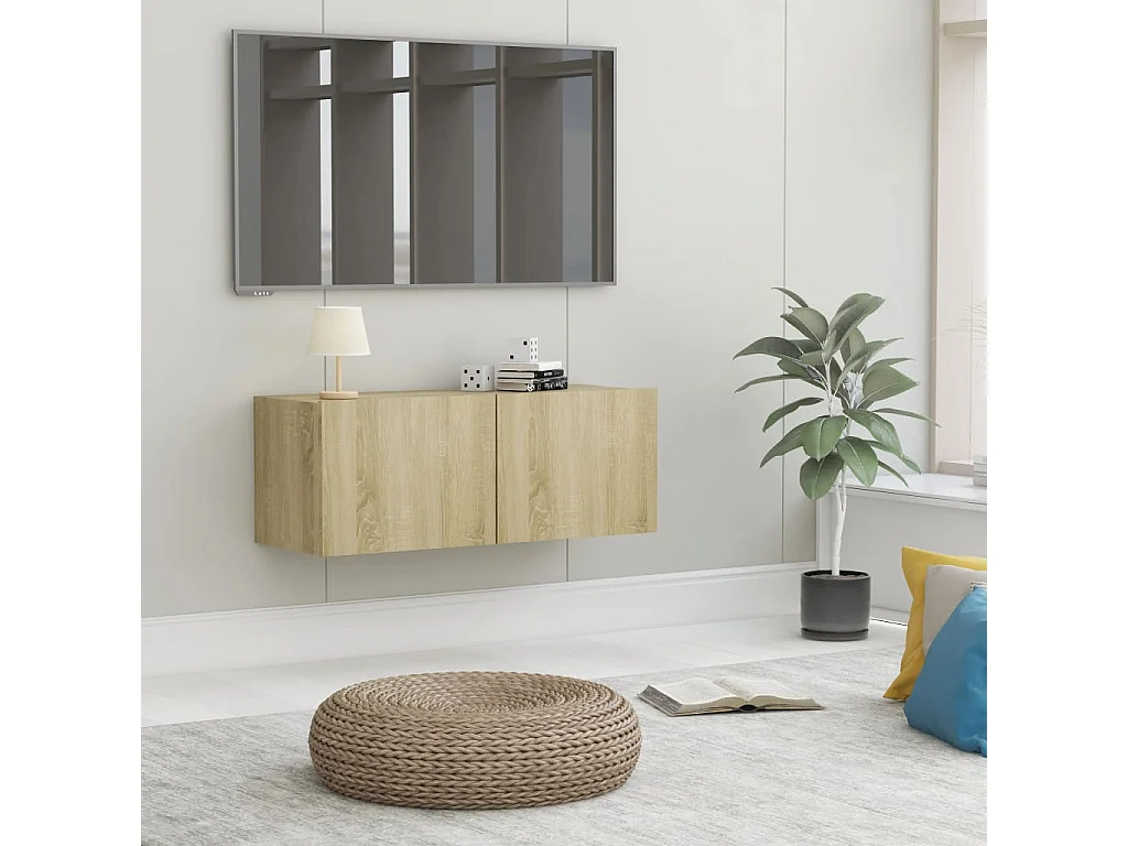 Mitchel  Meuble TV Chêne sonoma 80x30x30 cm Bois d’ingénierie