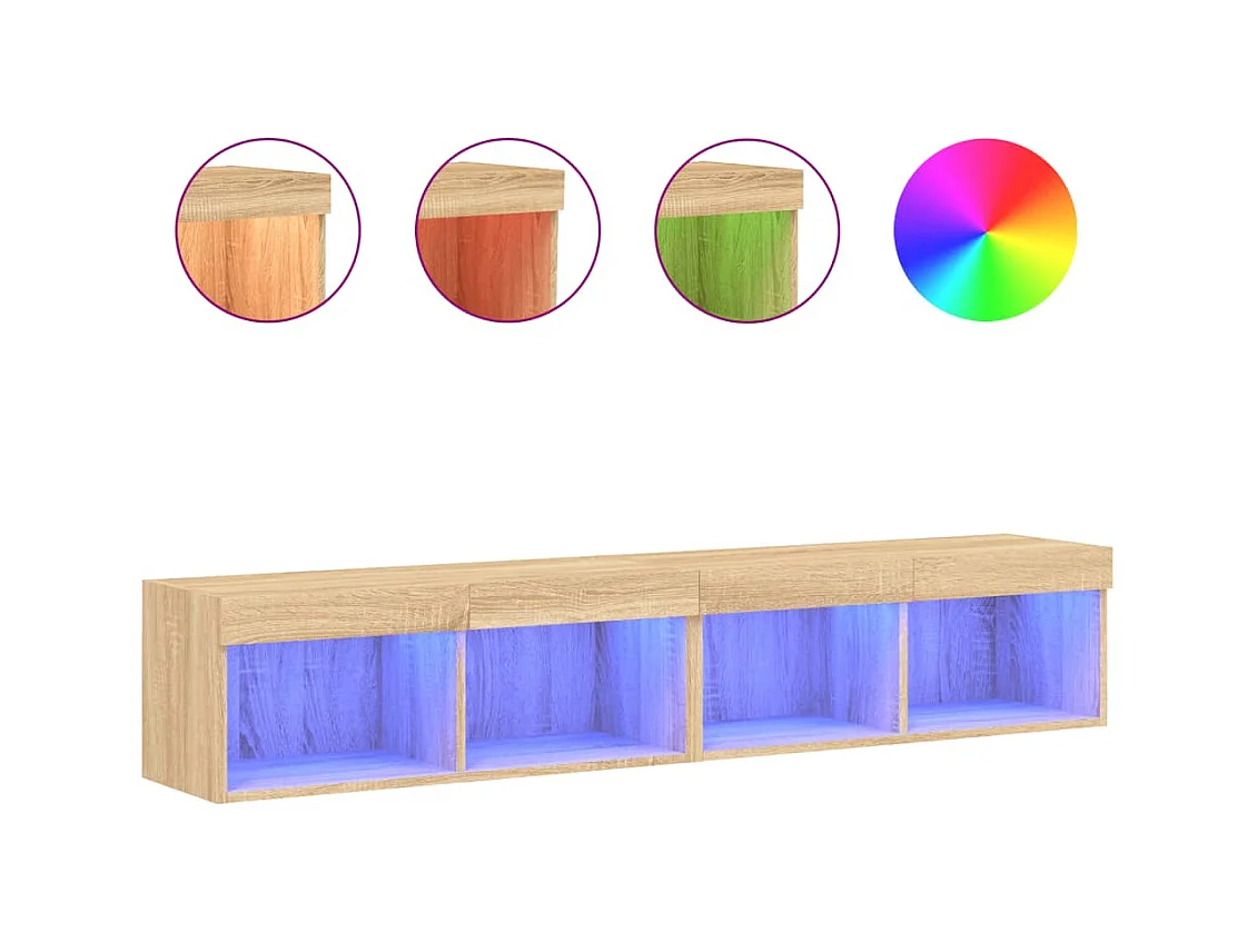 Mano  Meubles TV avec lumières LED 2 pcs chêne sonoma 80x30x30 cm