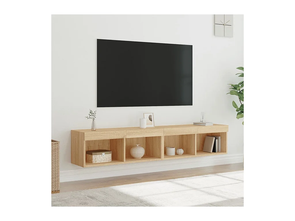 Mano  Meubles TV avec lumières LED 2 pcs chêne sonoma 80x30x30 cm