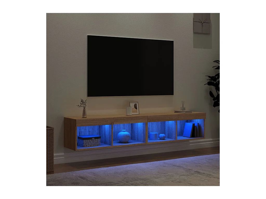 Mano  Meubles TV avec lumières LED 2 pcs chêne sonoma 80x30x30 cm