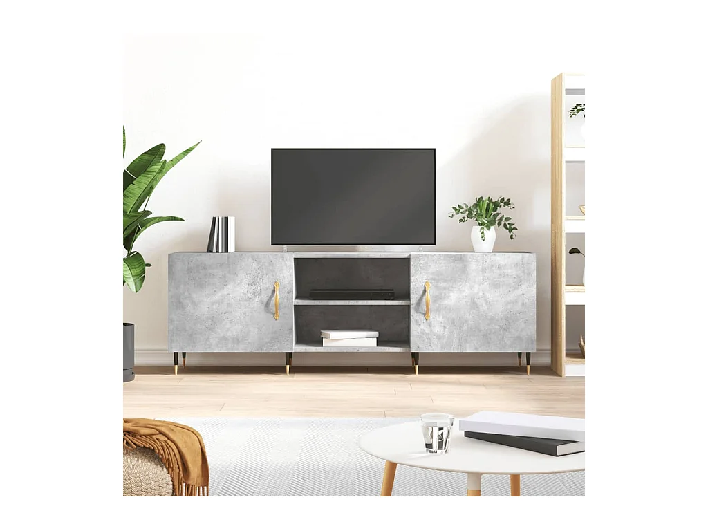 Fouzia  Meuble TV gris béton 150x30x50 cm bois d'ingénierie