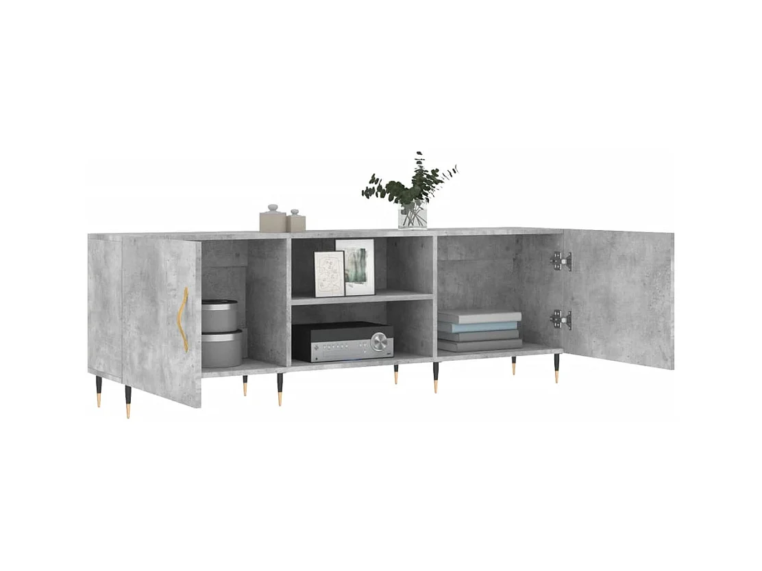 Fouzia  Meuble TV gris béton 150x30x50 cm bois d'ingénierie