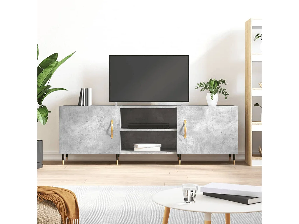 Fouzia  Mueble de TV madera de ingeniería gris hormigón 150x30x50 cm