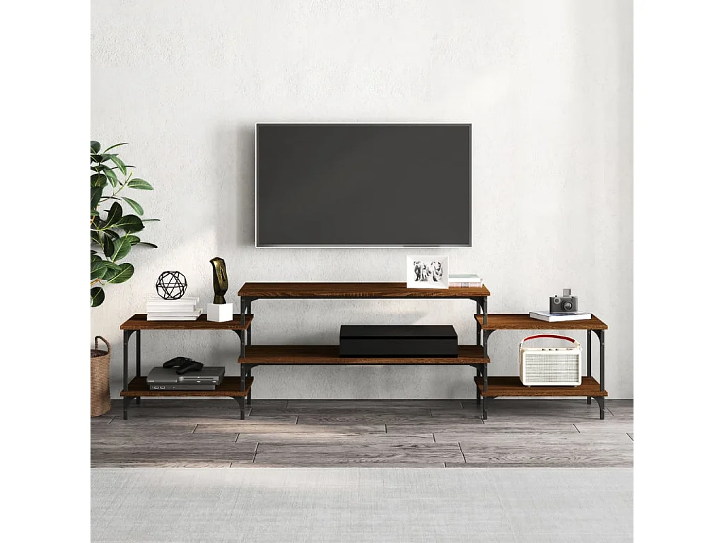Rebecq  Meuble TV chêne marron 197x35x52 cm bois d'ingénierie