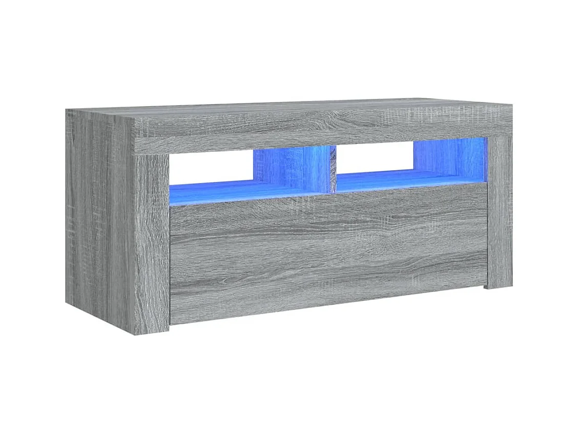 Kristineberg  Meuble TV avec lumières LED Sonoma gris 90x35x40 cm