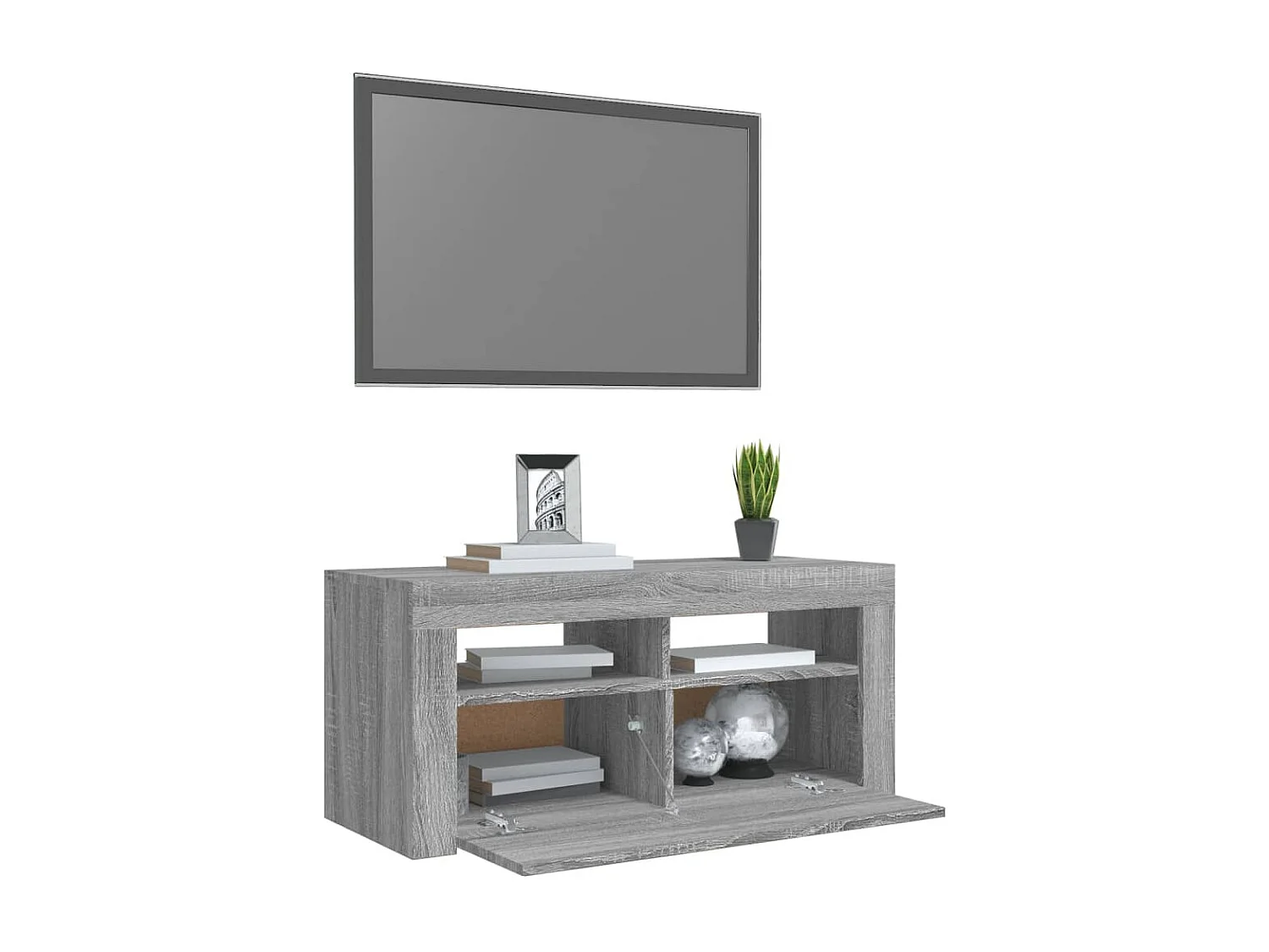 Kristineberg  Meuble TV avec lumières LED Sonoma gris 90x35x40 cm