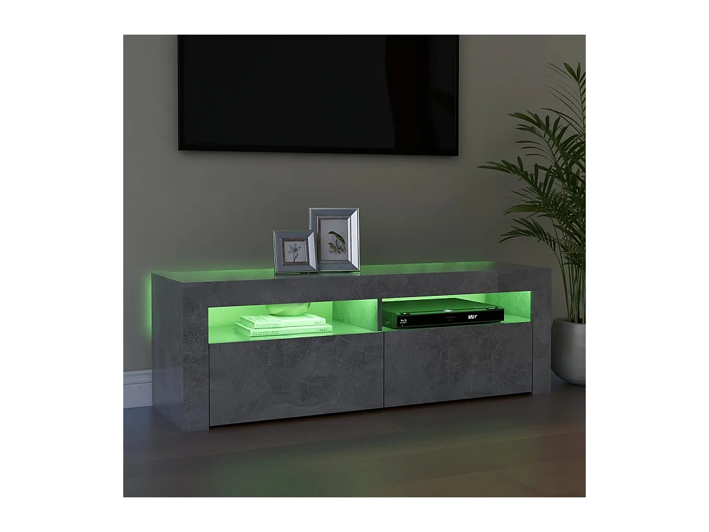 Afet  Meuble TV avec lumières LED gris béton 120x35x40 cm