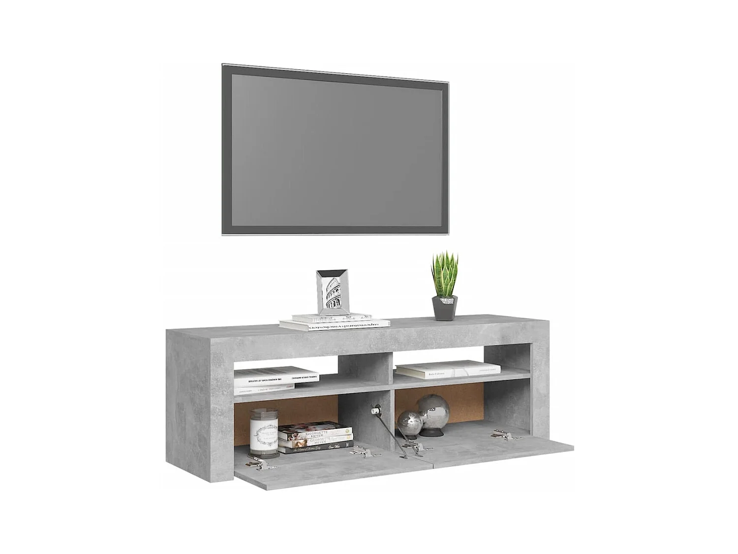 Afet  Meuble TV avec lumières LED gris béton 120x35x40 cm