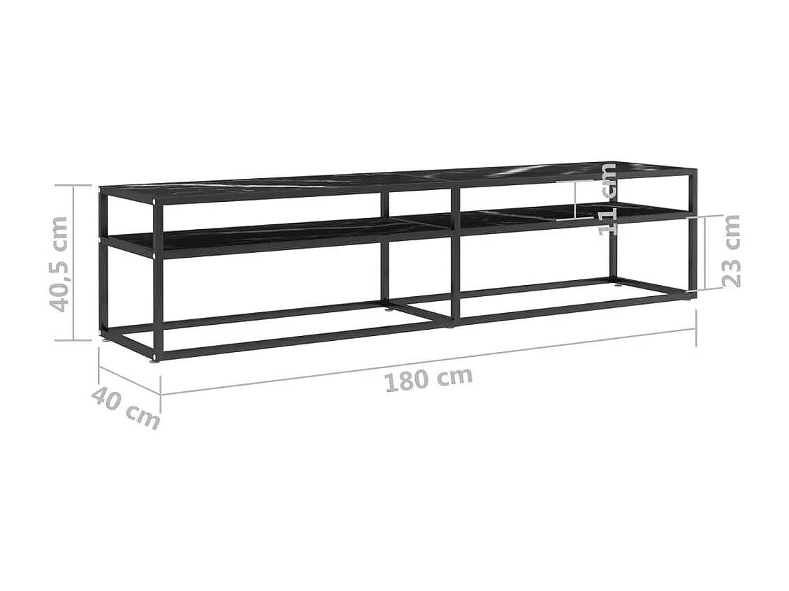 Ballypatrick  Tv-meubel 180x40x40,5 cm gehard glas zwartmarmerkleurig