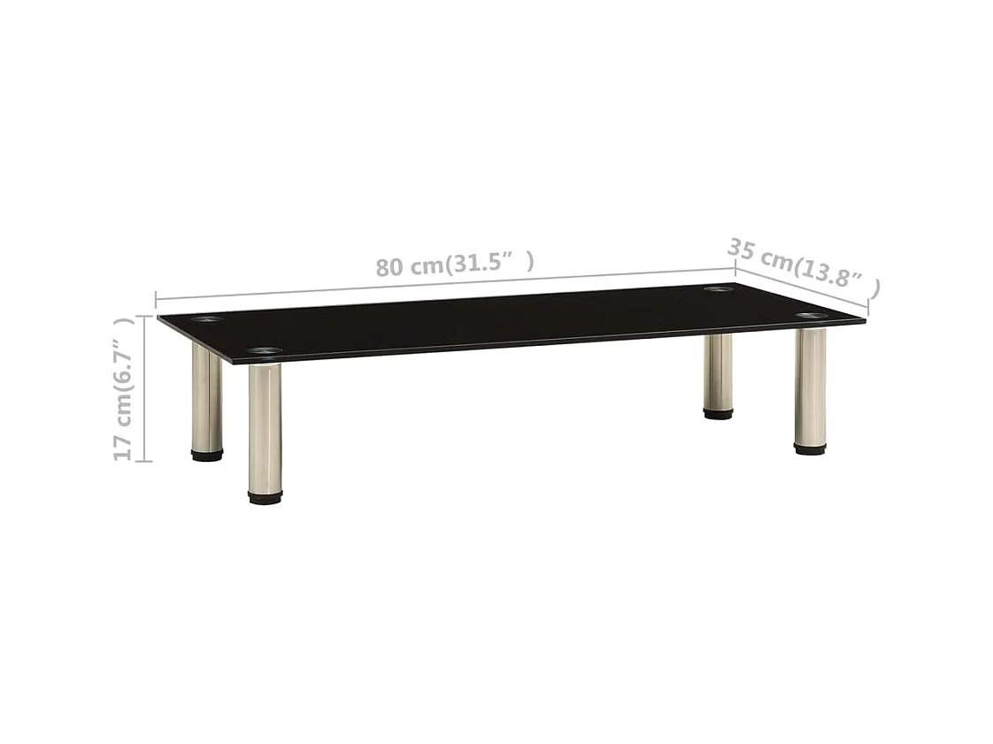 Élie  Mueble para TV de vidrio templado negro 80x35x17 cm