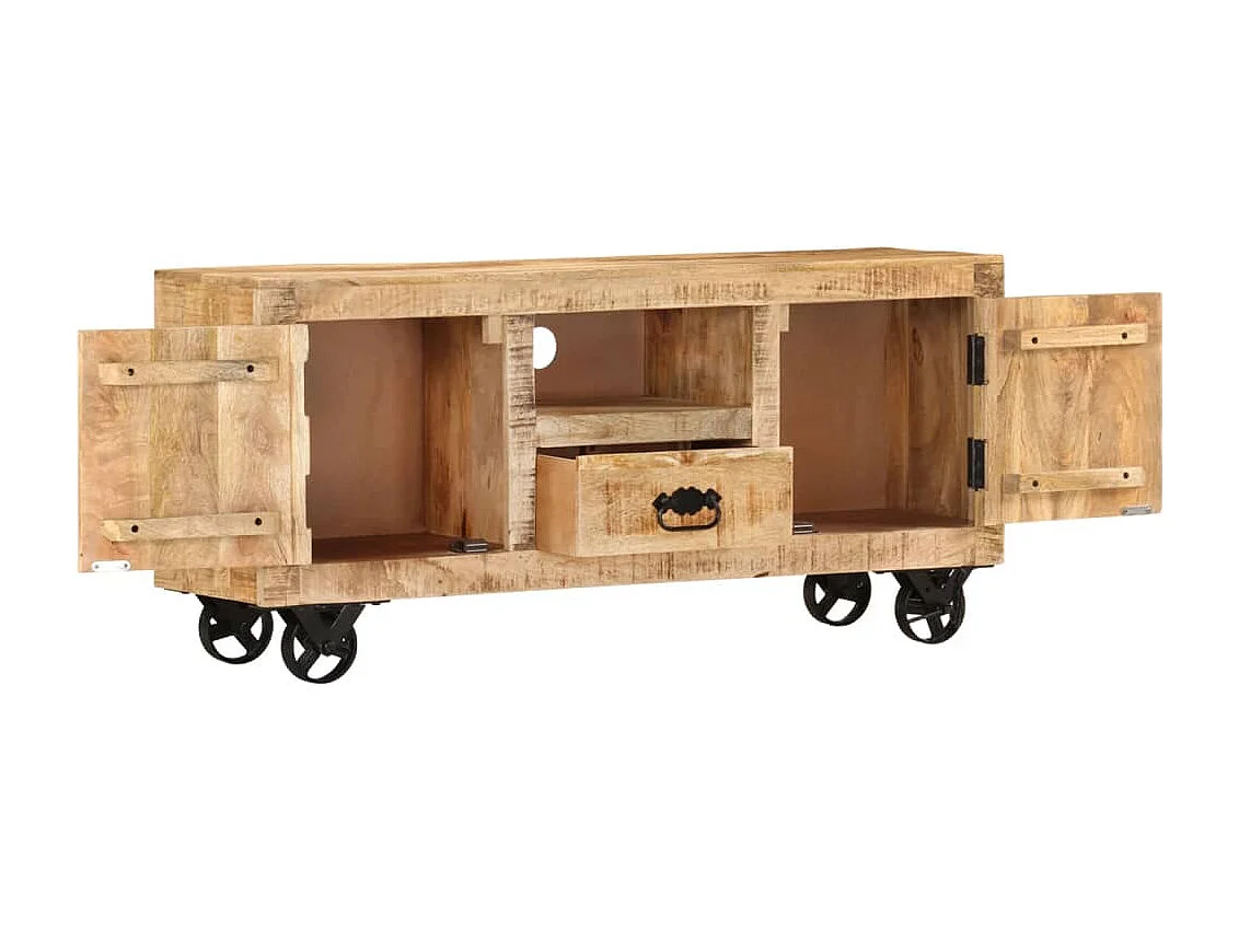 Arngunn  Meuble TV Bois de manguier brut 110x30x50 cm