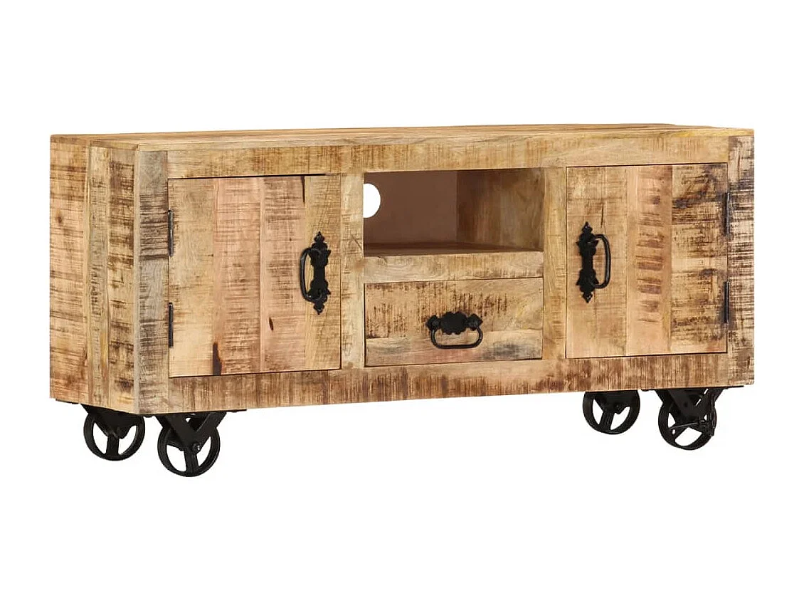 Arngunn  Meuble TV Bois de manguier brut 110x30x50 cm