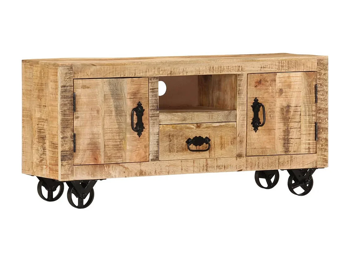 Arngunn  Meuble TV Bois de manguier brut 110x30x50 cm