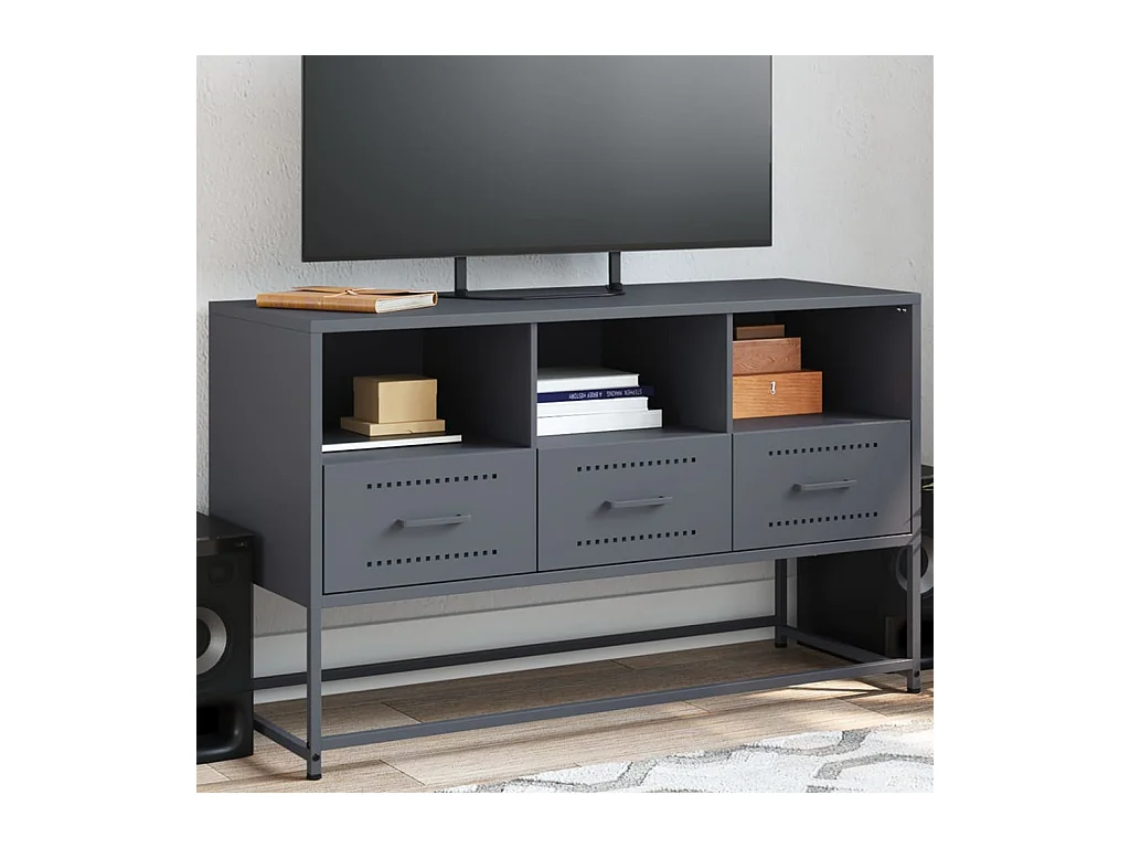Lysri  Meuble TV anthracite 100,5x39x60,5 cm acier