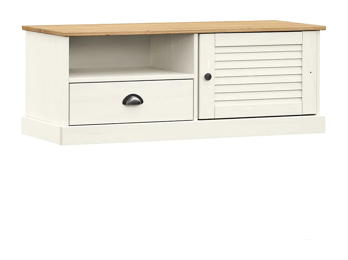 Sylna  Meuble TV VIGO blanc 106x40x40 cm bois massif de pin