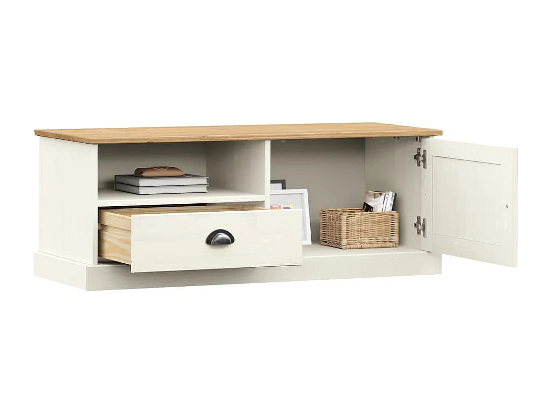 Sylna  Meuble TV VIGO blanc 106x40x40 cm bois massif de pin
