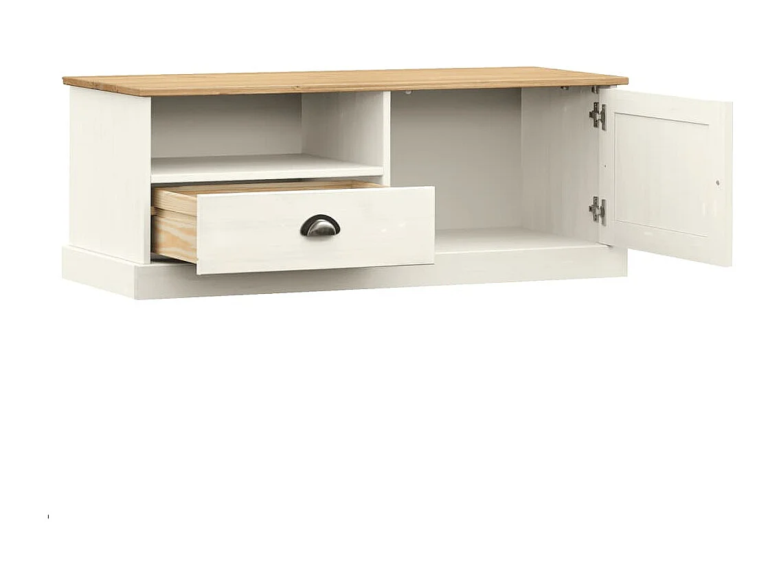 Sylna  Meuble TV VIGO blanc 106x40x40 cm bois massif de pin