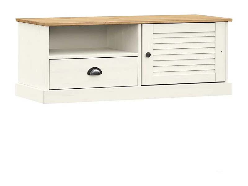 Sylna  Meuble TV VIGO blanc 106x40x40 cm bois massif de pin