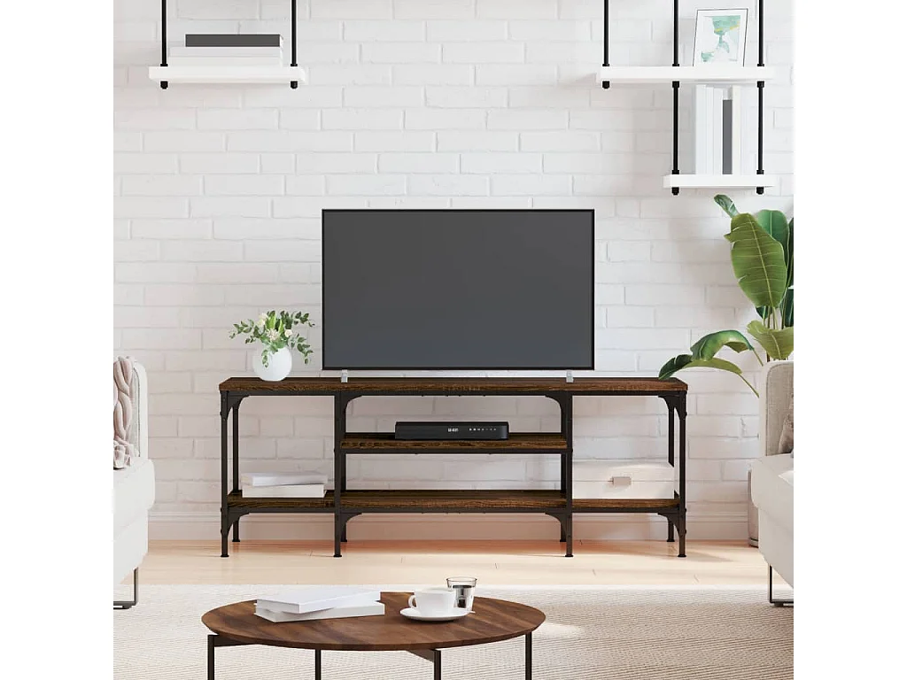 Numa  Meuble TV chêne marron 121x35x45 cm bois d'ingénierie et fer