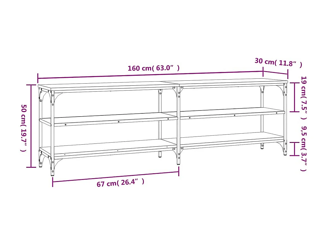Chiloquin  Mueble de TV madera contrachapada roble Sonoma 160x30x50 cm