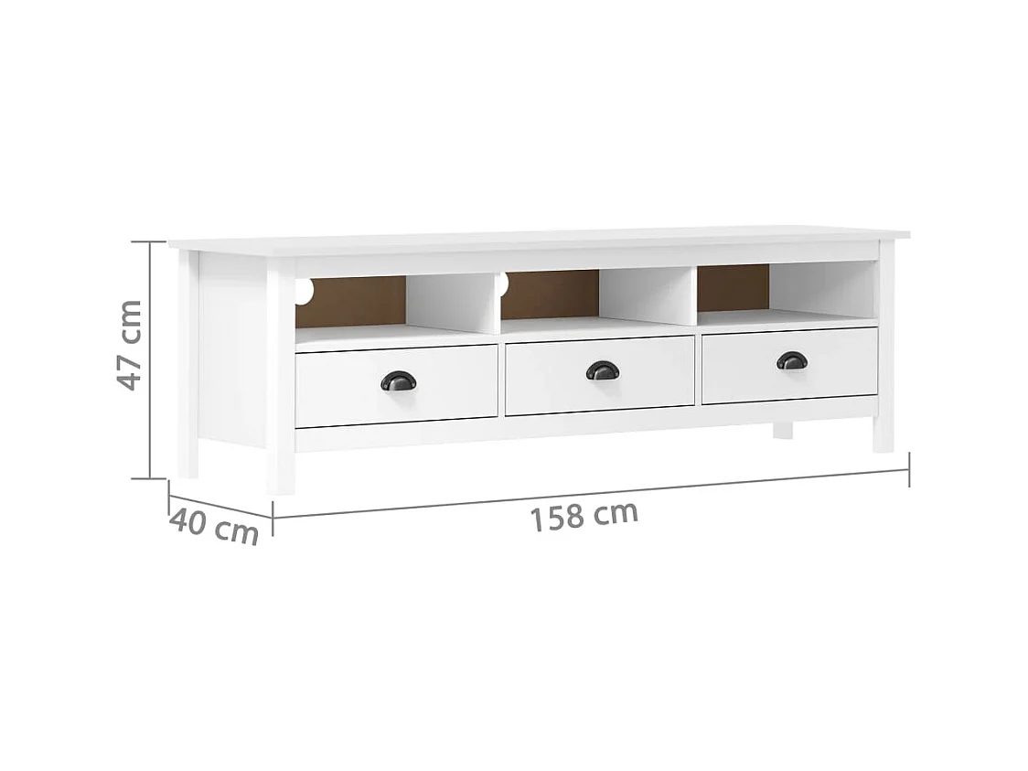 Lythor  Meuble TV ll Range Blanc 158x40x47 cm Bois de pin solide
