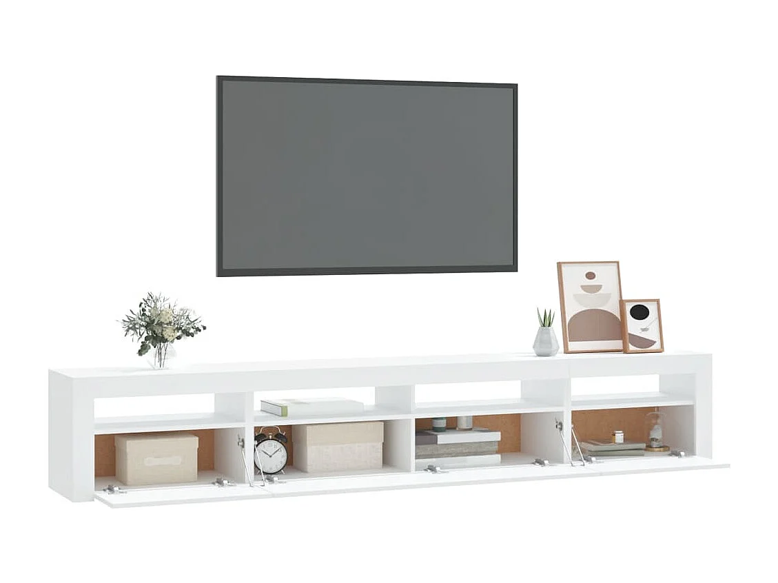 Vleteren  Meuble TV avec lumières LED Blanc 240x35x40 cm