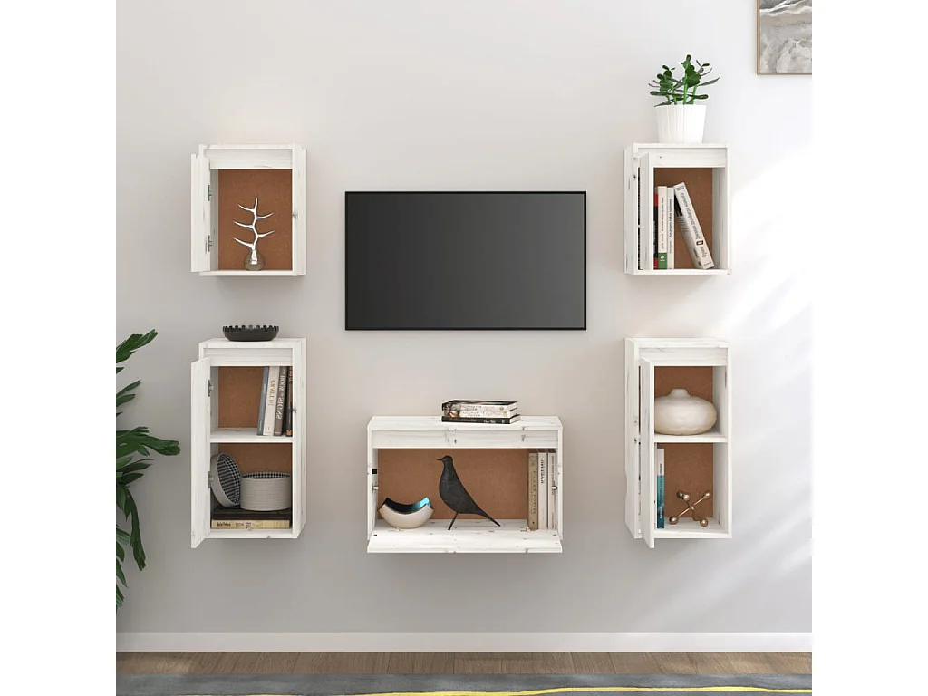 Arina  Muebles para TV 5 piezas madera maciza de pino blanco