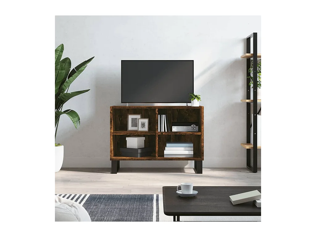 Iraan  Meuble TV chêne fumé 69,5x30x50 cm bois d'ingénierie