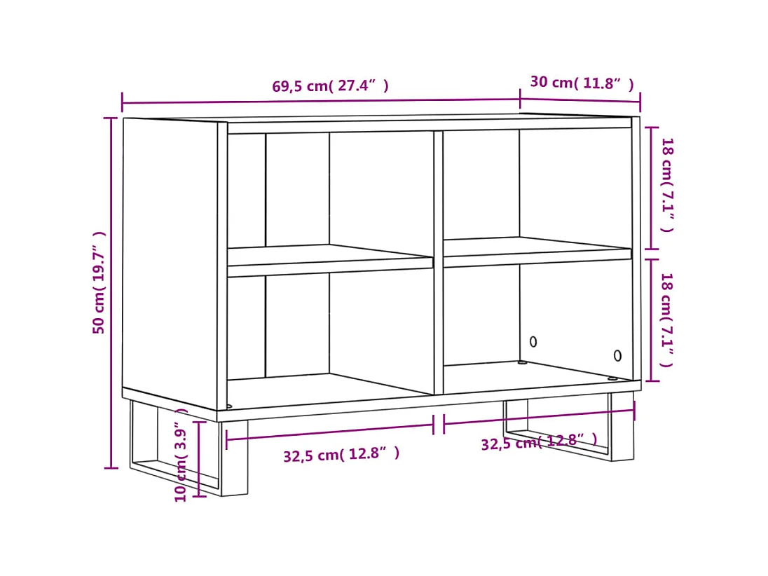 Iraan  Meuble TV chêne fumé 69,5x30x50 cm bois d'ingénierie