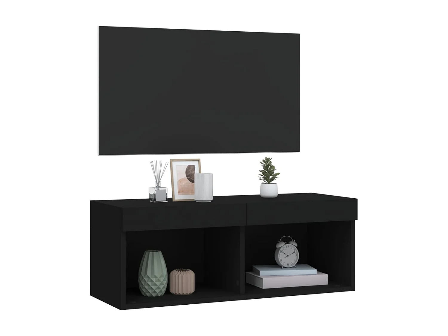 Mano  Meuble TV avec lumières LED noir 80x30x30 cm