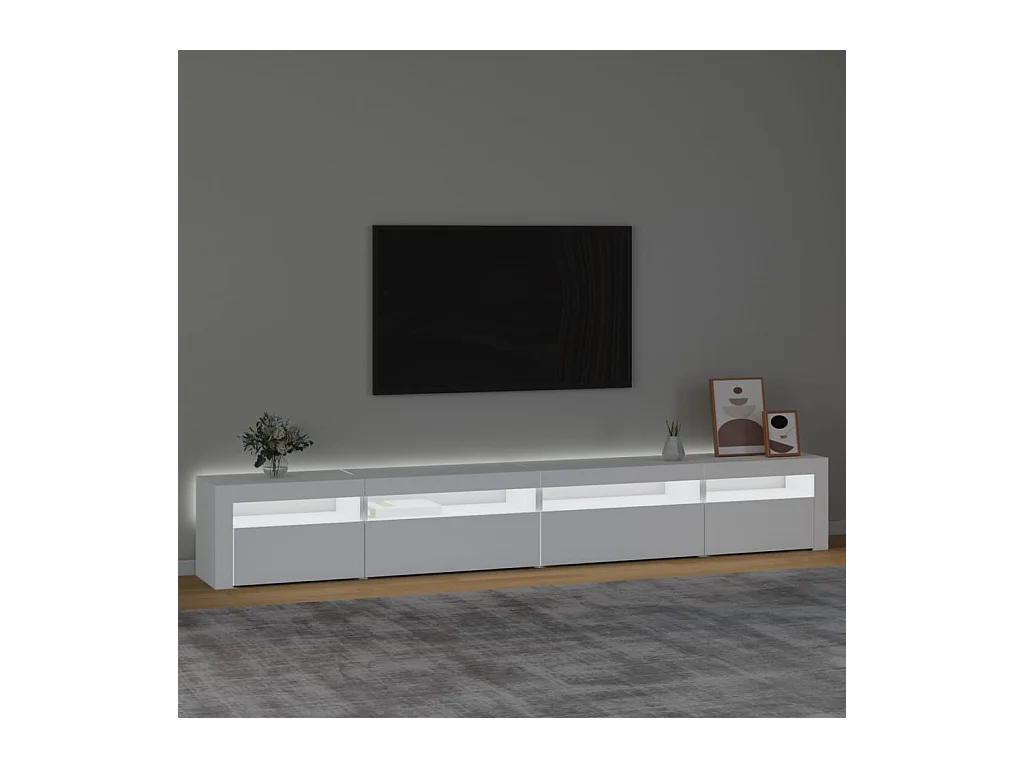 Cincinnatus  Meuble TV avec lumières LED Blanc 270x35x40 cm