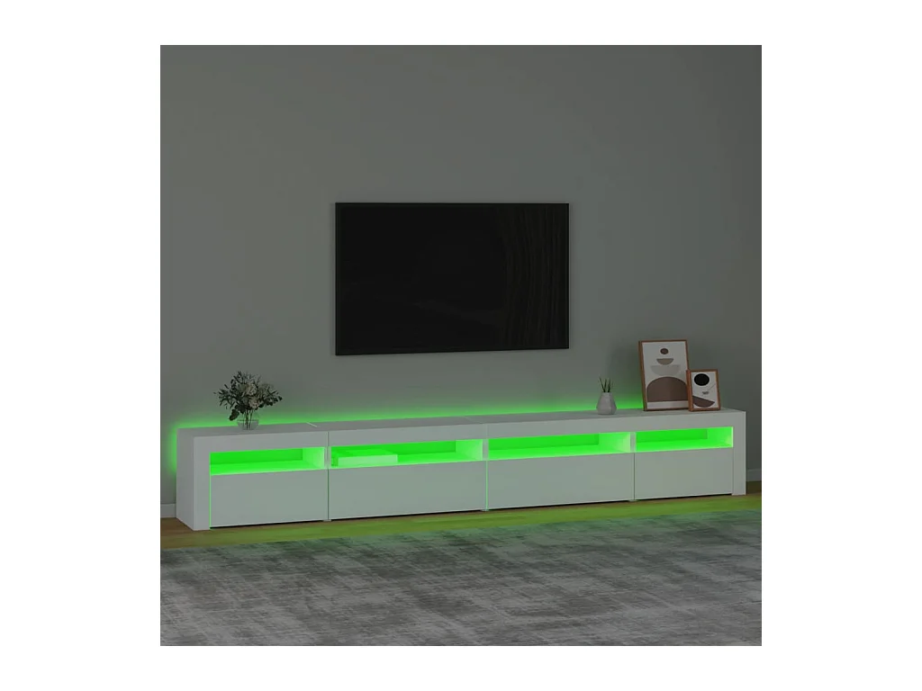 Cincinnatus  Meuble TV avec lumières LED Blanc 270x35x40 cm