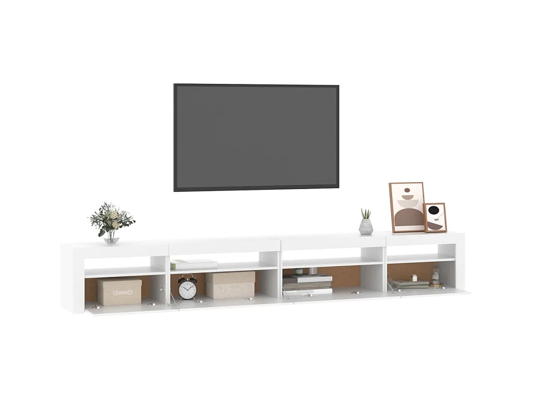 Cincinnatus  Meuble TV avec lumières LED Blanc 270x35x40 cm