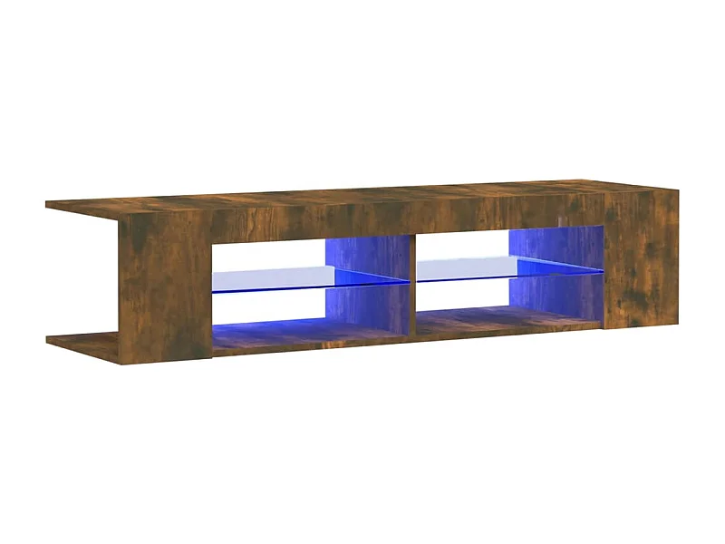 Henryetta  Meuble TV avec lumières LED chêne fumé 135x39x30 cm