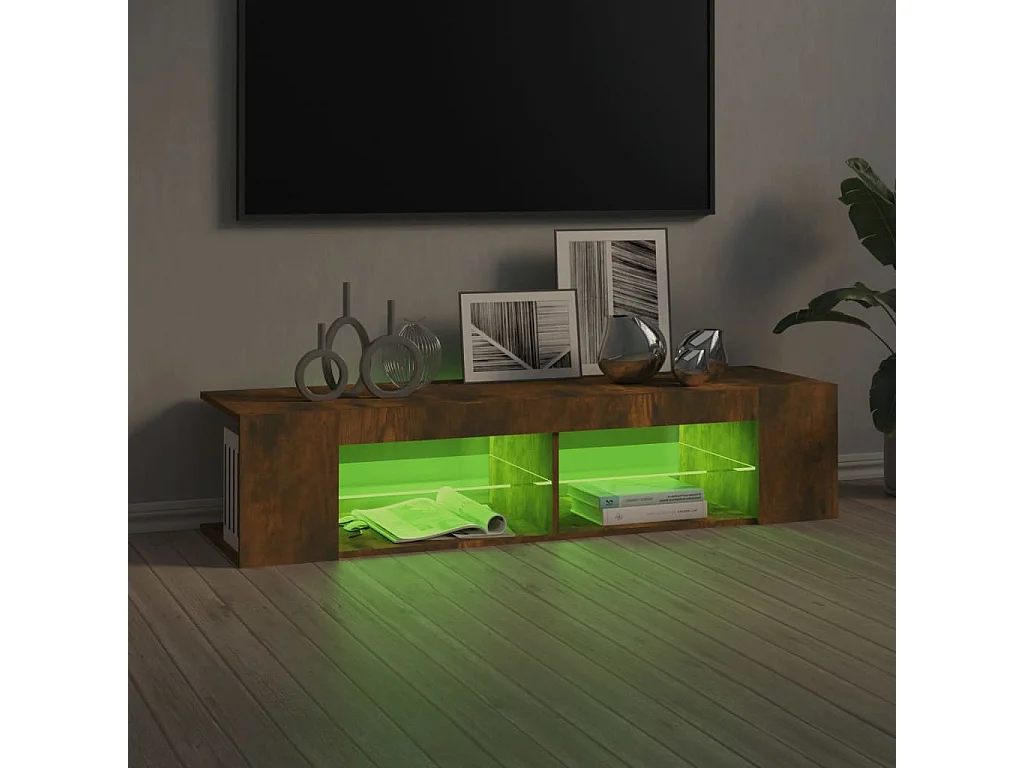 Henryetta  Mueble de TV con luces LED roble ahumado 135x39x30 cm