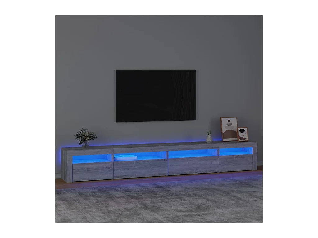 Cincinnatus  Meuble TV avec lumières LED Sonoma gris 270x35x40 cm
