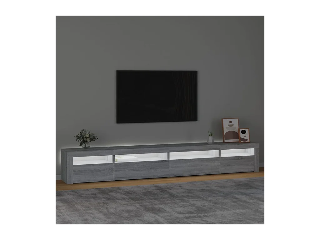 Cincinnatus  Meuble TV avec lumières LED Sonoma gris 270x35x40 cm