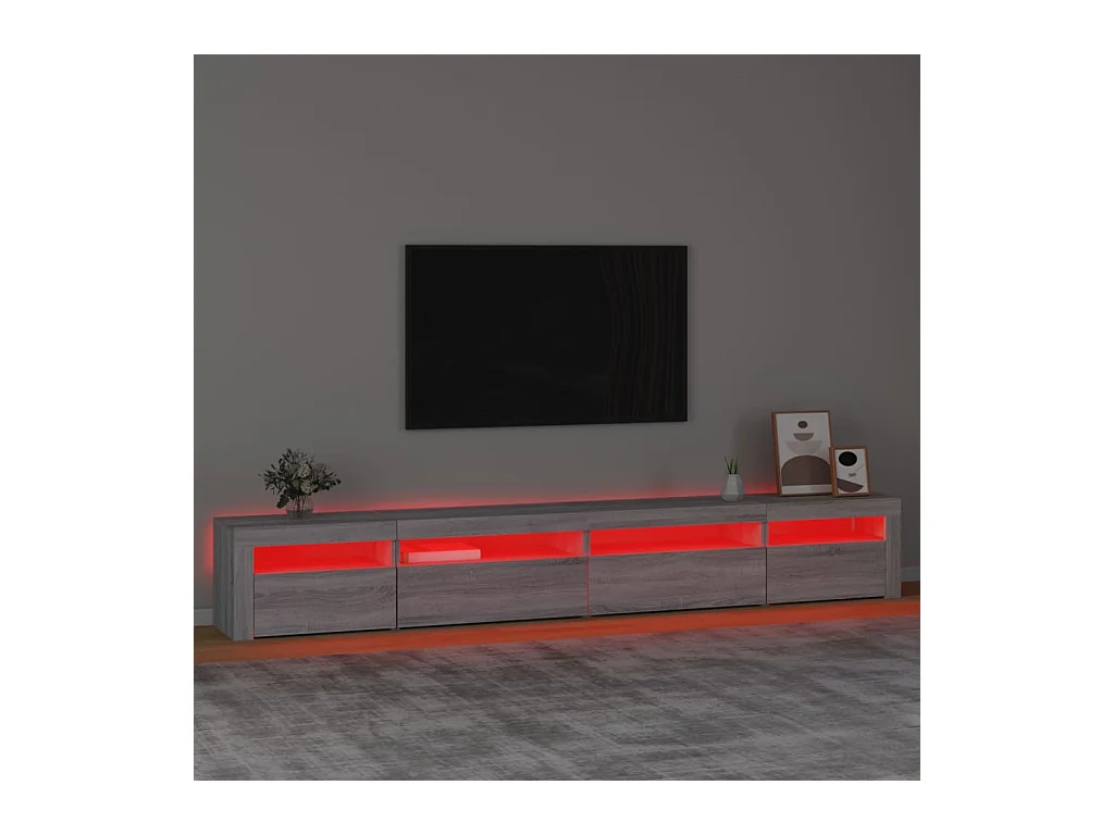 Cincinnatus  Meuble TV avec lumières LED Sonoma gris 270x35x40 cm