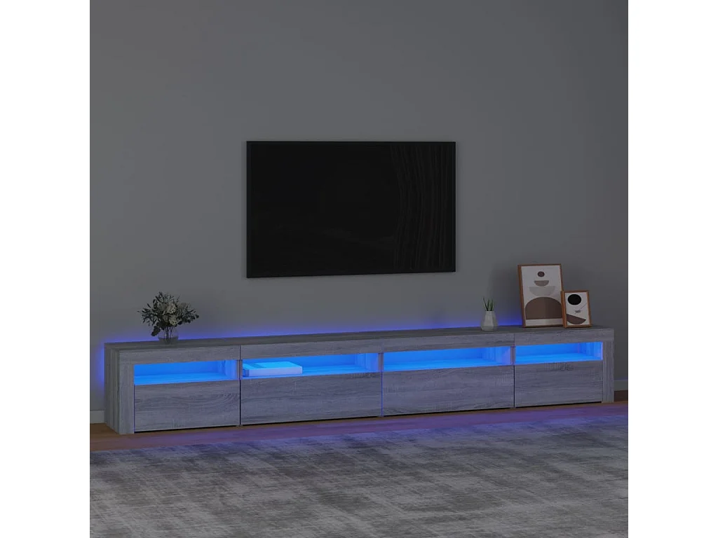 Cincinnatus  Meuble TV avec lumières LED Sonoma gris 270x35x40 cm