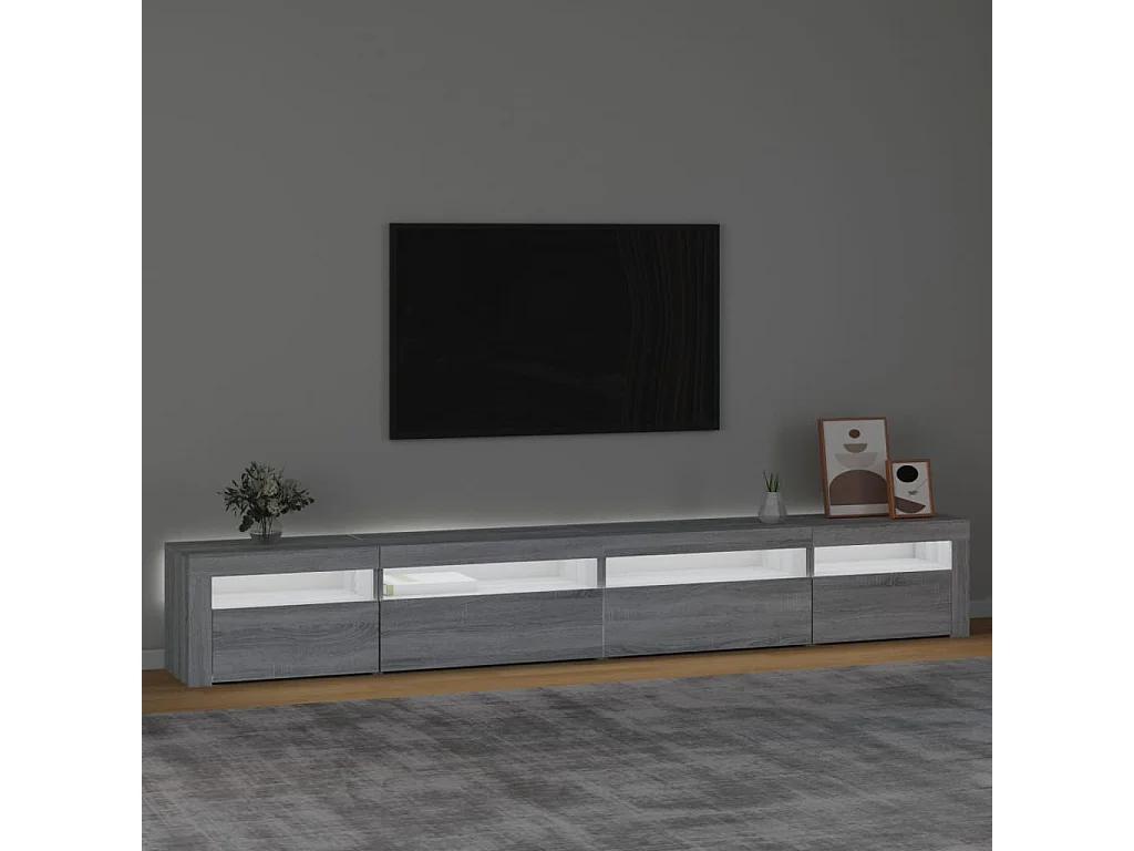 Cincinnatus  Meuble TV avec lumières LED Sonoma gris 270x35x40 cm
