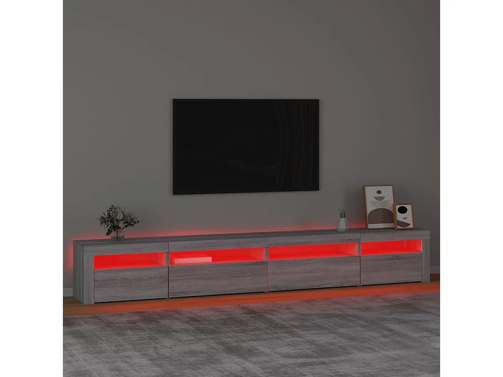 Cincinnatus  Meuble TV avec lumières LED Sonoma gris 270x35x40 cm