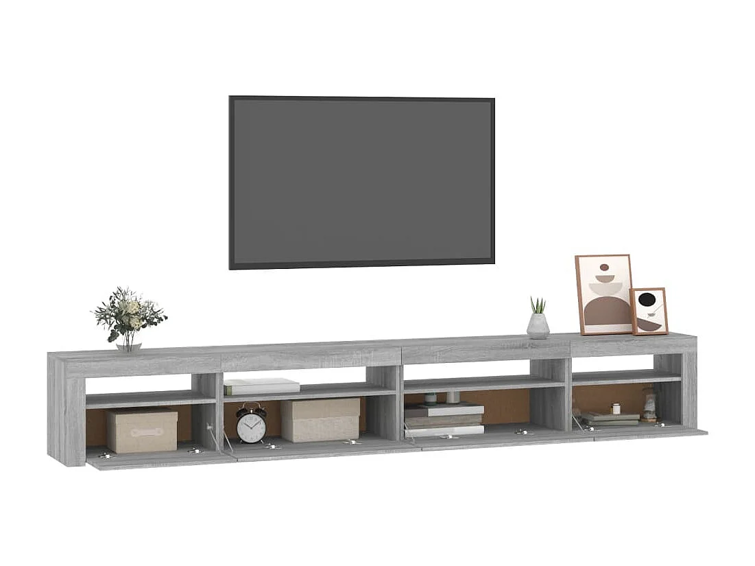 Cincinnatus  Meuble TV avec lumières LED Sonoma gris 270x35x40 cm