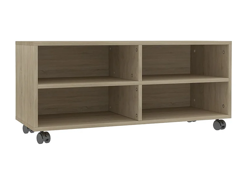 Yron  Mueble de TV ruedas madera contrachapada color roble 90x35x35cm