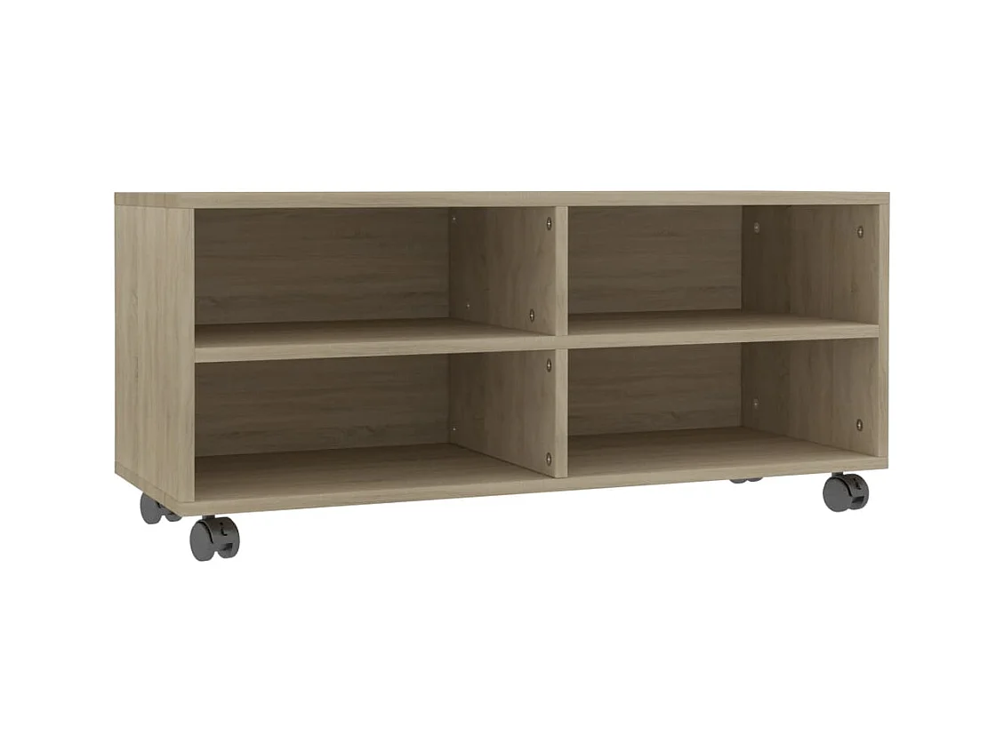 Yron  Mueble de TV ruedas madera contrachapada color roble 90x35x35cm