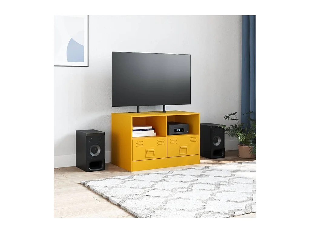 Amelie  Meuble TV jaune moutarde 67x39x44 cm acier