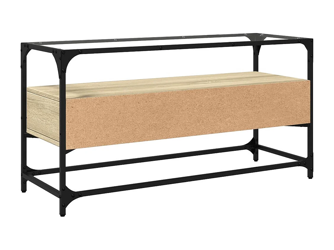 Varel  Tv-meubel met glazen blad 98x35x51 cm bewerkt hout sonoma eiken
