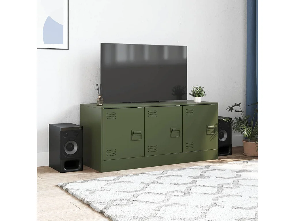 Ovdir  Mueble de TV de acero verde oliva 99x39x44 cm