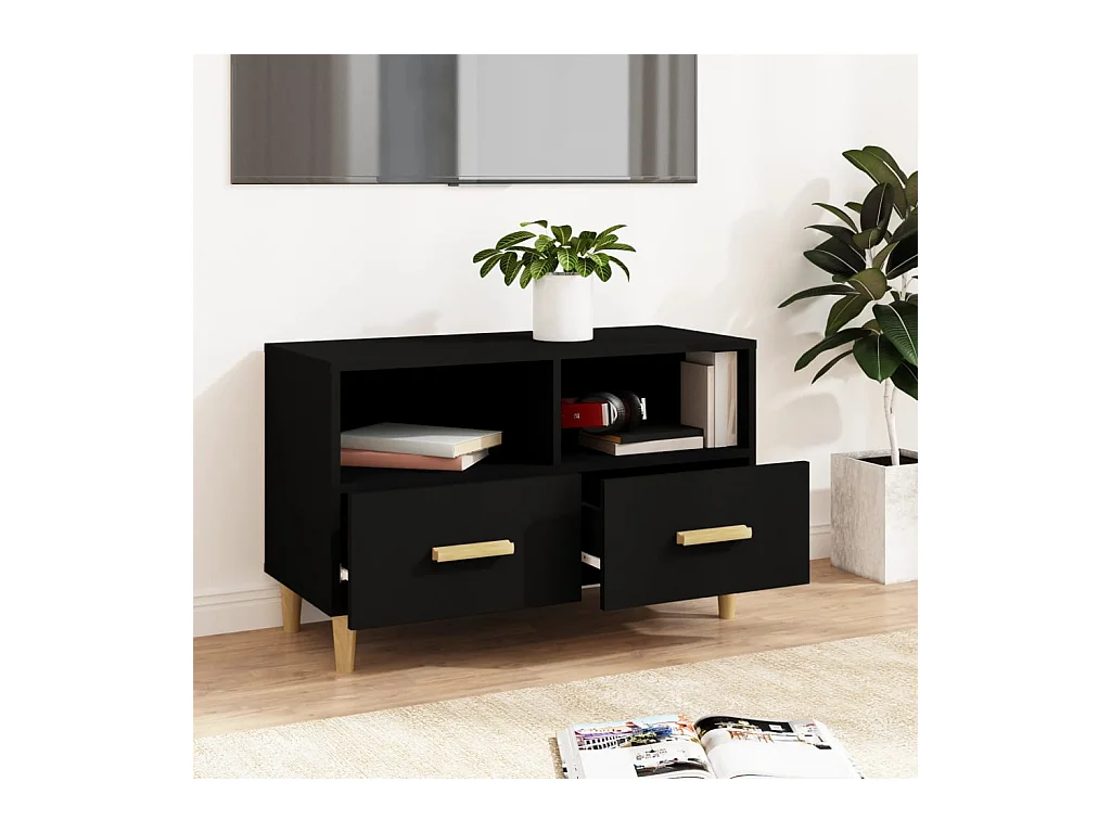 Millingen aan de Rijn  Meuble TV Noir 80x36x50 cm Bois d'ingénierie