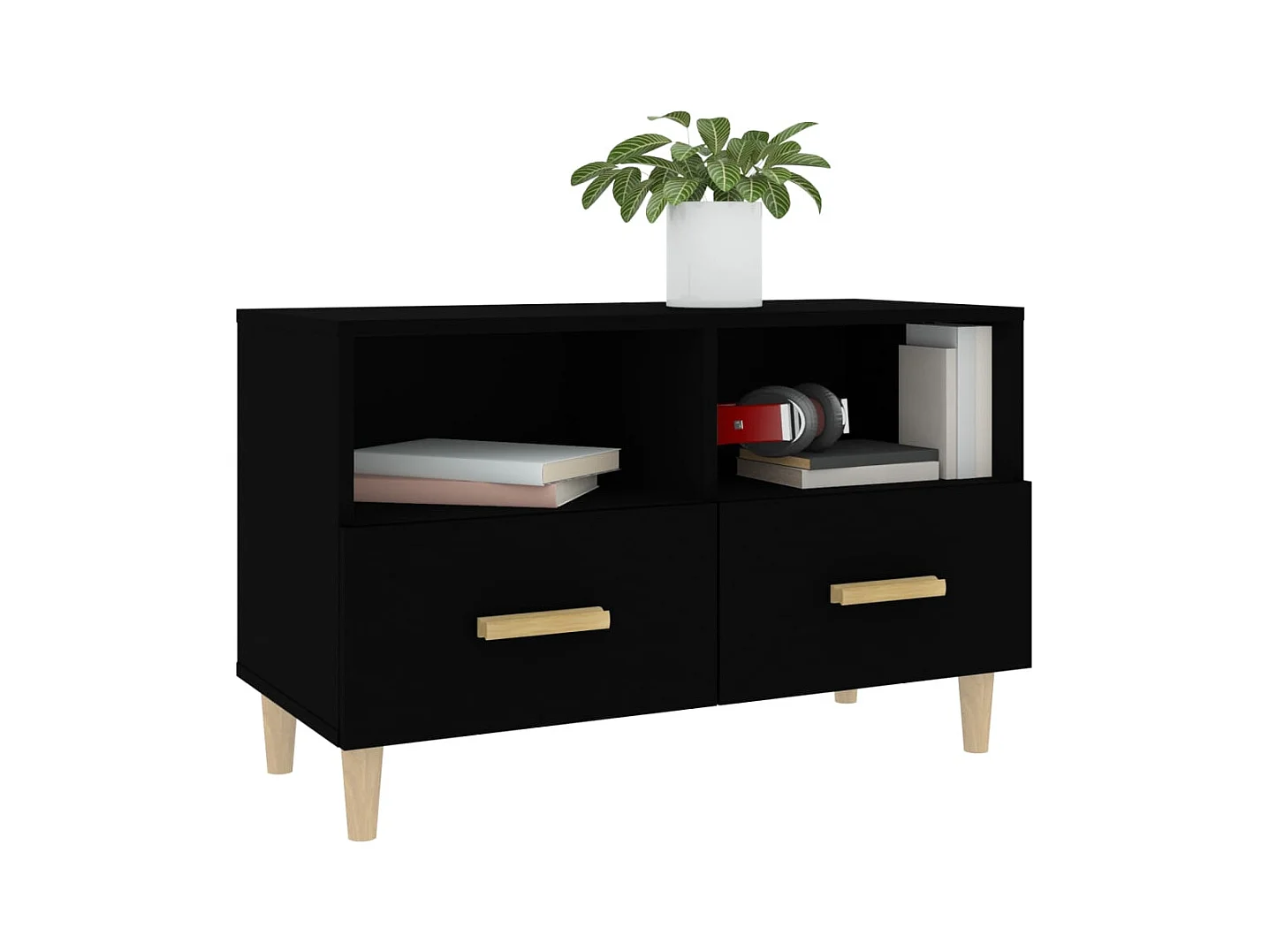 Millingen aan de Rijn  Meuble TV Noir 80x36x50 cm Bois d'ingénierie