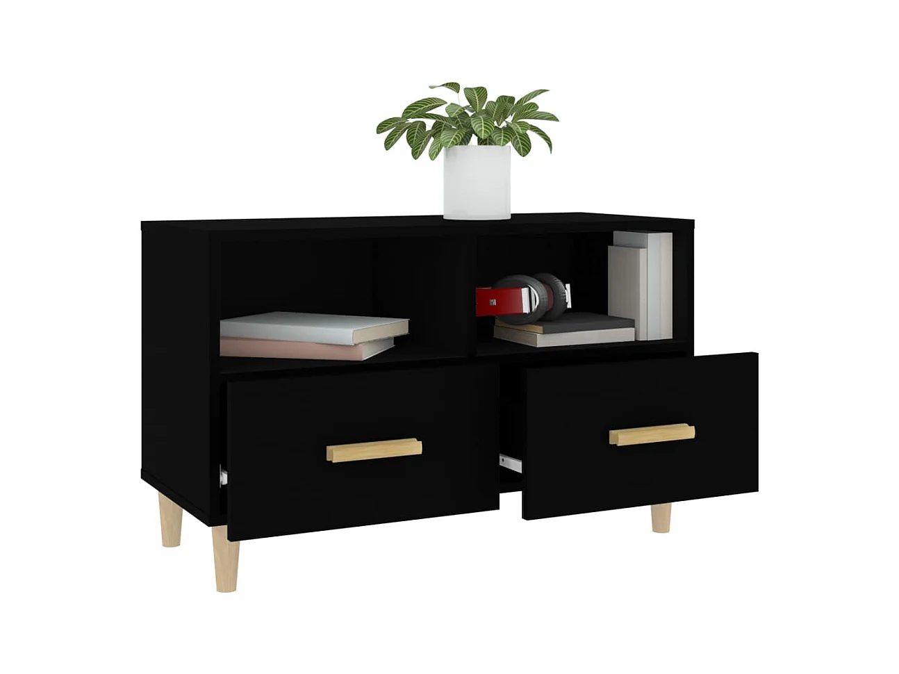 Millingen aan de Rijn  Meuble TV Noir 80x36x50 cm Bois d'ingénierie